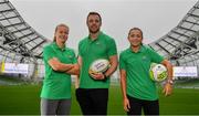 4 June 2019; Aviva Pride supporters, from left, Republic of Ireland international Ruesha Littlejohn, former Ireland international Tommy Bowe, and Republic of Ireland International Katie McCabe in attendance at the launch of Aviva Pride where for the first time in Irish history, Ireland’s largest insurer is lighting up the iconic home of Irish soccer and rugby with the colours of Pride. See www.aviva.ie/pride or follow #SafeToDream on social media to find out more. Photo by Sam Barnes/Sportsfile