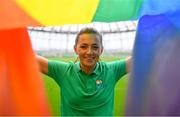 4 June 2019;  Aviva Pride supporter and Republic of Ireland international Kate McCabe pictured at the launch of Aviva Pride where for the first time in Irish history, Ireland’s largest insurer is lighting up the iconic home of Irish soccer and rugby with the colours of Pride. See www.aviva.ie/pride or follow #SafeToDream on social media to find out more. Photo by Sam Barnes/Sportsfile