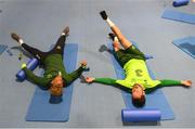 4 June 2019; Callum Robinson and Greg Cunningham, right, during a Republic of Ireland gym session at the FAI National Training Centre in Abbotstown, Dublin. Photo by Stephen McCarthy/Sportsfile