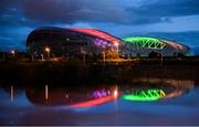 4 June 2019; Aviva, Ireland’s largest insurer, are lighting up Aviva Stadium for the first time in Irish history with the colours of Pride. The iconic home of Irish soccer and rugby will be awash with rainbow colours until June 8. See www.aviva.ie/pride or follow #SafeToDream on social media to find out more. Photo by Sam Barnes/Sportsfile