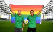 4 June 2019; Aviva Pride supporters and Republic of Ireland internationals Ruesha Littlejohn, left, and Katie McCabe in attendance at the launch of Aviva Pride where for the first time in Irish history, Ireland’s largest insurer is lighting up the iconic home of Irish soccer and rugby with the colours of Pride. See www.aviva.ie/pride or follow #SafeToDream on social media to find out more. Photo by Sam Barnes/Sportsfile