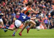 2 June 2019; Jarleth Óg Burns of Armagh in action against Conor Moynagh of Cavan during the Ulster GAA Football Senior Championship Semi-Final match between Cavan and Armagh at St Tiernach's Park in Clones, Monaghan. Photo by Oliver McVeigh/Sportsfile