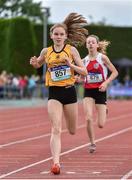 1 June 2019; Aimee Wallace of St Finian's College, Mullingar, Co. Westmeath, on her way to winning the Junior Girls 800m event during the Irish Life Health All-Ireland Schools Track and Field Championships in Tullamore, Co Offaly. Photo by Sam Barnes/Sportsfile