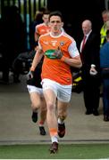 2 June 2019; Rory Grugan of Armagh leads his team out for the Ulster GAA Football Senior Championship Semi-Final match between Cavan and Armagh at St Tiernach's Park in Clones, Monaghan. Photo by Oliver McVeigh/Sportsfile