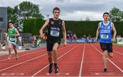 1 June 2019; Ross Stevenson of Cullybackey College, Co. Antrim, crosses the line to win the Junior Boys 200m  event during the Irish Life Health All-Ireland Schools Track and Field Championships in Tullamore, Co Offaly. Photo by Sam Barnes/Sportsfile