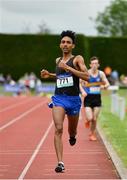 1 June 2019; Efrem Gidey of Le Chéile Secondary School, Co. Dublin, on his way to winning the Senior Boys 5000m event during the Irish Life Health All-Ireland Schools Track and Field Championships in Tullamore, Co Offaly. Photo by Sam Barnes/Sportsfile