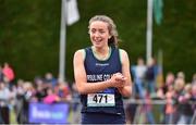 1 June 2019; Lauren Cadden of Ursuline College, Sligo, celebrates after winning the Senior Girls 200m event during the Irish Life Health All-Ireland Schools Track and Field Championships in Tullamore, Co Offaly. Photo by Sam Barnes/Sportsfile