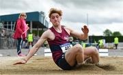 1 June 2019; Cameron Leighton of Coleraine Grammar, Co. Derry, competing in the Senior Boys Long Jump event during the Irish Life Health All-Ireland Schools Track and Field Championships in Tullamore, Co Offaly. Photo by Sam Barnes/Sportsfile