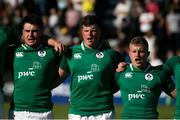 4 June 2019; Ireland players, from left, John Hodnett, Josh Wycherley and Craig Casey of Ireland stand for the national anthem prior to the World Rugby U20 Championship Pool B match between Ireland and England at Club De Rugby Ateneo Inmaculada in Santa Fe, Argentina. Photo by Florencia Tan Jun/Sportsfile