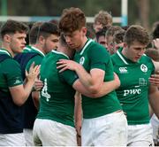 4 June 2019; Ben Healy of Ireland, right, with team-mate Angus Kernohan following the World Rugby U20 Championship Pool B match between Ireland and England at Club De Rugby Ateneo Inmaculada in Santa Fe, Argentina. Photo by Florencia Tan Jun/Sportsfile