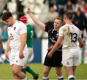 4 June 2019; Alfie Petch of England receives a red card card during the World Rugby U20 Championship Pool B match between Ireland and England at Club De Rugby Ateneo Inmaculada in Santa Fe, Argentina. Photo by Florencia Tan Jun/Sportsfile