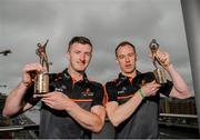 5 June 2019; PwC GAA/GPA Players of the Month for May, Cavan footballer Martin Reilly, right, and Cork hurler, Patrick Horgan, left, were at PwC offices in Dublin today to pick up their respective awards. The players were joined by PwC Managing Partner, Feargal O’Rourke, Uachtarán Chumann Lúthcleas Gael, John Horan, and GPA Chief Executive, Paul Fynn. Photo by Eóin Noonan/Sportsfile