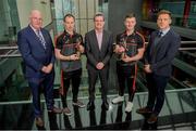 5 June 2019; PwC GAA/GPA Players of the Month for May, Cavan footballer Martin Reilly, second from left, and Cork hurler, Patrick Horgan, second from right, were at PwC offices in Dublin today to pick up their respective awards. The players were joined by PwC Managing Partner, Feargal O’Rourke, centre, Uachtarán Chumann Lúthcleas Gael, John Horan, left, and GPA Chief Executive, Paul Flynn. Photo by Eóin Noonan/Sportsfile