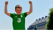 6 June 2019; Republic of Ireland supporter Brian O’Sullivan, age 11, from Kilcummin, Co Kerry, in Copenhagen, Denmark, ahead of their side's UEFA European Championship 2020 Qualifying Round match. Photo by Stephen McCarthy/Sportsfile