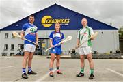 6 June 2019; Collette Dormer, Paulstown/Gorebridge and Kilkenny with Eamonn Dillon, left, Naomh Fionnbarra and Dublin and Tommy Walsh, Tullaroan and Kilkenny, pictured at the announcement that Chadwicks are the new sponsor of the Leinster GAA Chadwicks Club Hurling League were Collette Dormer, Paulstown/Gorebridge and Kilkenny, Tommy Walsh, Tullaroan and Kilkenny and Eamonn Dillon, Naomh Fionnbarra and Dublin at Chadwicks Lucan, Laraghcon, Lucan, Co. Dublin. Chadwicks today launched the Chadwicks Kit-Out competition to celebrate the sponsorship, offering clubs in Leinster the chance to win over €20,000 worth of product to improve their clubhouse facilities. To enter go to chadwicks.ie Photo by Matt Browne/Sportsfile