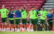 6 June 2019; Republic of Ireland players, including Greg Cunningham, during a training session at Telia Parken in Copenhagen, Denmark. Photo by Stephen McCarthy/Sportsfile