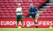 6 June 2019; James McClean and manager Mick McCarthy during a Republic of Ireland training session at Telia Parken in Copenhagen, Denmark. Photo by Stephen McCarthy/Sportsfile