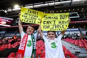 7 June 2019; Republic of Ireland supporter Sean Cox, left, and Brian O'Sullivan, from Kilcummin, Kerry, prior to the UEFA EURO2020 Qualifier Group D match between Denmark and Republic of Ireland at Telia Parken in Copenhagen, Denmark. Photo by Stephen McCarthy/Sportsfile
