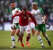 7 June 2019; Conor Hourihane, left, and James McClean of Republic of Ireland in action against Lasse Schöne of Denmark during the UEFA EURO2020 Qualifier Group D match between Denmark and Republic of Ireland at Telia Parken in Copenhagen, Denmark. Photo by Stephen McCarthy/Sportsfile