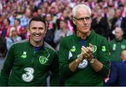 7 June 2019; Republic of Ireland manager Mick McCarthy, right, and assistant coach Robbie Keane prior to the UEFA EURO2020 Qualifier Group D match between Denmark and Republic of Ireland at Telia Parken in Copenhagen, Denmark. Photo by Stephen McCarthy/Sportsfile