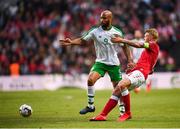7 June 2019; David McGoldrick of Republic of Ireland in action against Simon Kjær of Denmark during the UEFA EURO2020 Qualifier Group D match between Denmark and Republic of Ireland at Telia Parken in Copenhagen, Denmark. Photo by Stephen McCarthy/Sportsfile