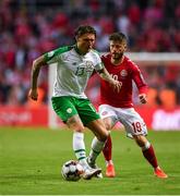 7 June 2019; Jeff Hendrick of Republic of Ireland in action against Lasse Schöne of Denmark during the UEFA EURO2020 Qualifier Group D match between Denmark and Republic of Ireland at Telia Parken in Copenhagen, Denmark. Photo by Seb Daly/Sportsfile