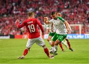 7 June 2019; Enda Stevens of Republic of Ireland in action against Lasse Schöne of Denmark during the UEFA EURO2020 Qualifier Group D match between Denmark and Republic of Ireland at Telia Parken in Copenhagen, Denmark. Photo by Seb Daly/Sportsfile