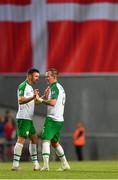 7 June 2019; Enda Stevens and Glenn Whelan of Republic of Ireland following their side's first goal during the UEFA EURO2020 Qualifier Group D match between Denmark and Republic of Ireland at Telia Parken in Copenhagen, Denmark. Photo by Seb Daly/Sportsfile