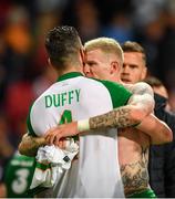 7 June 2019; James McClean, right, and Shane Duffy of Republic of Ireland following the UEFA EURO2020 Qualifier Group D match between Denmark and Republic of Ireland at Telia Parken in Copenhagen, Denmark. Photo by Seb Daly/Sportsfile