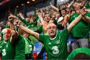 7 June 2019; Republic of Ireland supporters celebrate following the UEFA EURO2020 Qualifier Group D match between Denmark and Republic of Ireland at Telia Parken in Copenhagen, Denmark. Photo by Stephen McCarthy/Sportsfile