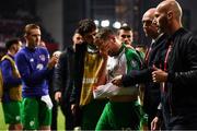 7 June 2019; Alan Judge of Republic of Ireland leaves the pitch after picking up an injury following the UEFA EURO2020 Qualifier Group D match between Denmark and Republic of Ireland at Telia Parken in Copenhagen, Denmark. Photo by Stephen McCarthy/Sportsfile