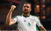 7 June 2019; Shane Duffy of Republic of Ireland celebrates after scoring his side's goal during the UEFA EURO2020 Qualifier Group D match between Denmark and Republic of Ireland at Telia Parken in Copenhagen, Denmark. Photo by Stephen McCarthy/Sportsfile