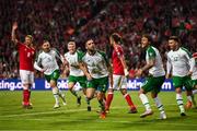 7 June 2019; Shane Duffy of Republic of Ireland celebrates after scoring his side's goal during the UEFA EURO2020 Qualifier Group D match between Denmark and Republic of Ireland at Telia Parken in Copenhagen, Denmark. Photo by Stephen McCarthy/Sportsfile