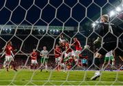 7 June 2019; Shane Duffy of Republic of Ireland heads his side's goal during the UEFA EURO2020 Qualifier Group D match between Denmark and Republic of Ireland at Telia Parken in Copenhagen, Denmark. Photo by Stephen McCarthy/Sportsfile