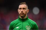 7 June 2019; Richard Keogh of Republic of Ireland during the UEFA EURO2020 Qualifier Group D match between Denmark and Republic of Ireland at Telia Parken in Copenhagen, Denmark. Photo by Stephen McCarthy/Sportsfile