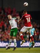 7 June 2019; James McClean of Republic of Ireland and Henrik Dalsgaard of Denmark during the UEFA EURO2020 Qualifier Group D match between Denmark and Republic of Ireland at Telia Parken in Copenhagen, Denmark. Photo by Stephen McCarthy/Sportsfile