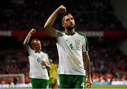 7 June 2019; Shane Duffy, right, and Glenn Whelan of Republic of Ireland during the UEFA EURO2020 Qualifier Group D match between Denmark and Republic of Ireland at Telia Parken in Copenhagen, Denmark. Photo by Stephen McCarthy/Sportsfile