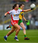8 June 2019; Slaine McCarroll of Tyrone in action against Katy Herron of Donegal during the TG4 Ulster Senior Championship Preliminary Round match between Donegal and Tyrone at Kingspan Breffni Park in Cavan. Photo by Ramsey Cardy/Sportsfile