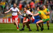 8 June 2019; Niamh O’Neill of Tyrone in action against Nicole McLaughlin of Donegal during the TG4 Ulster Senior Championship Preliminary Round match between Donegal and Tyrone at Kingspan Breffni Park in Cavan. Photo by Ramsey Cardy/Sportsfile