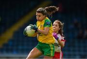 8 June 2019; Niamh Hegarty of Donegal in action against Niamh McGirr of Tyrone during the TG4 Ulster Senior Championship Preliminary Round match between Donegal and Tyrone at Kingspan Breffni Park in Cavan. Photo by Daire Brennan/Sportsfile