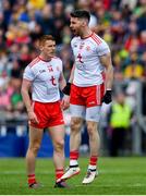 8 June 2019; Matthew Donnelly of Tyrone celebrates aftter scoring the games opening point during the Ulster GAA Football Senior Championship semi-final match between Donegal and Tyrone at Kingspan Breffni Park in Cavan. Photo by Ramsey Cardy/Sportsfile