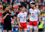 8 June 2019; Matthew Donnelly of Tyrone celebrates aftter scoring the games opening point during the Ulster GAA Football Senior Championship semi-final match between Donegal and Tyrone at Kingspan Breffni Park in Cavan. Photo by Ramsey Cardy/Sportsfile