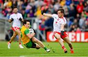 8 June 2019; Eoin McHugh of Donegal in action against Kieran McGeary of Tyrone during the Ulster GAA Football Senior Championship semi-final match between Donegal and Tyrone at Kingspan Breffni Park in Cavan. Photo by Ramsey Cardy/Sportsfile