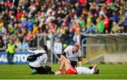 8 June 2019; Tiernan McCann of Tyrone is treated for an injury during the Ulster GAA Football Senior Championship semi-final match between Donegal and Tyrone at Kingspan Breffni Park in Cavan. Photo by Ramsey Cardy/Sportsfile