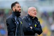 8 June 2019; Donegal manager Declan Bonner, right, and selector Karl Lacey during the Ulster GAA Football Senior Championship semi-final match between Donegal and Tyrone at Kingspan Breffni Park in Cavan. Photo by Ramsey Cardy/Sportsfile