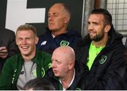 8 June 2019; Republic of Ireland internationals James McClean, left, and Shane Duffy during the SSE Airtricity League Premier Division match between Shamrock Rovers and Derry City at Tallaght Stadium in Dublin. Photo by Stephen McCarthy/Sportsfile