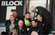 8 June 2019; Republic of Ireland international Shane Duffysigns an autograph during the SSE Airtricity League Premier Division match between Shamrock Rovers and Derry City at Tallaght Stadium in Dublin. Photo by Stephen McCarthy/Sportsfile