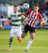 8 June 2019; Josh Kerr of Derry City in action against Aaron Greene of Shamrock Rovers during the SSE Airtricity League Premier Division match between Shamrock Rovers and Derry City at Tallaght Stadium in Dublin. Photo by Stephen McCarthy/Sportsfile