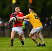 8 June 2019; Andy McDonnell of Louth in action against Colum Duffin of Antrim during the GAA Football All-Ireland Senior Championship Round 1 match between Louth and Antrim at Gaelic Grounds in Drogheda, Louth. Photo by Ray McManus/Sportsfile