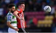 8 June 2019; David Parkhouse of Derry City in action against Roberto Lopes of Shamrock Rovers during the SSE Airtricity League Premier Division match between Shamrock Rovers and Derry City at Tallaght Stadium in Dublin. Photo by Stephen McCarthy/Sportsfile